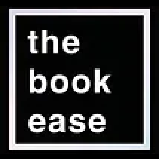 A black square with white text in lowercase reading "the book ease.